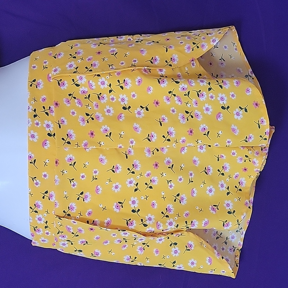 Shein mustard yellow pink floral off shoulder 2 piece set - Picture 3 of 15
